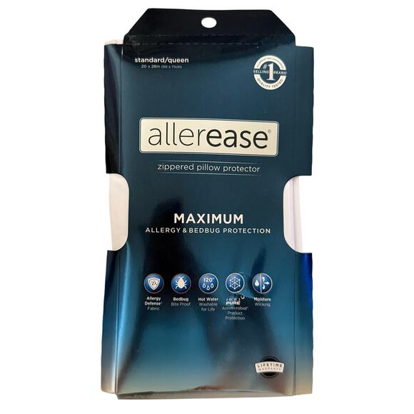 Allerease Standard Queen Zippered Pillow Protector NEW - Picture 2 of 4